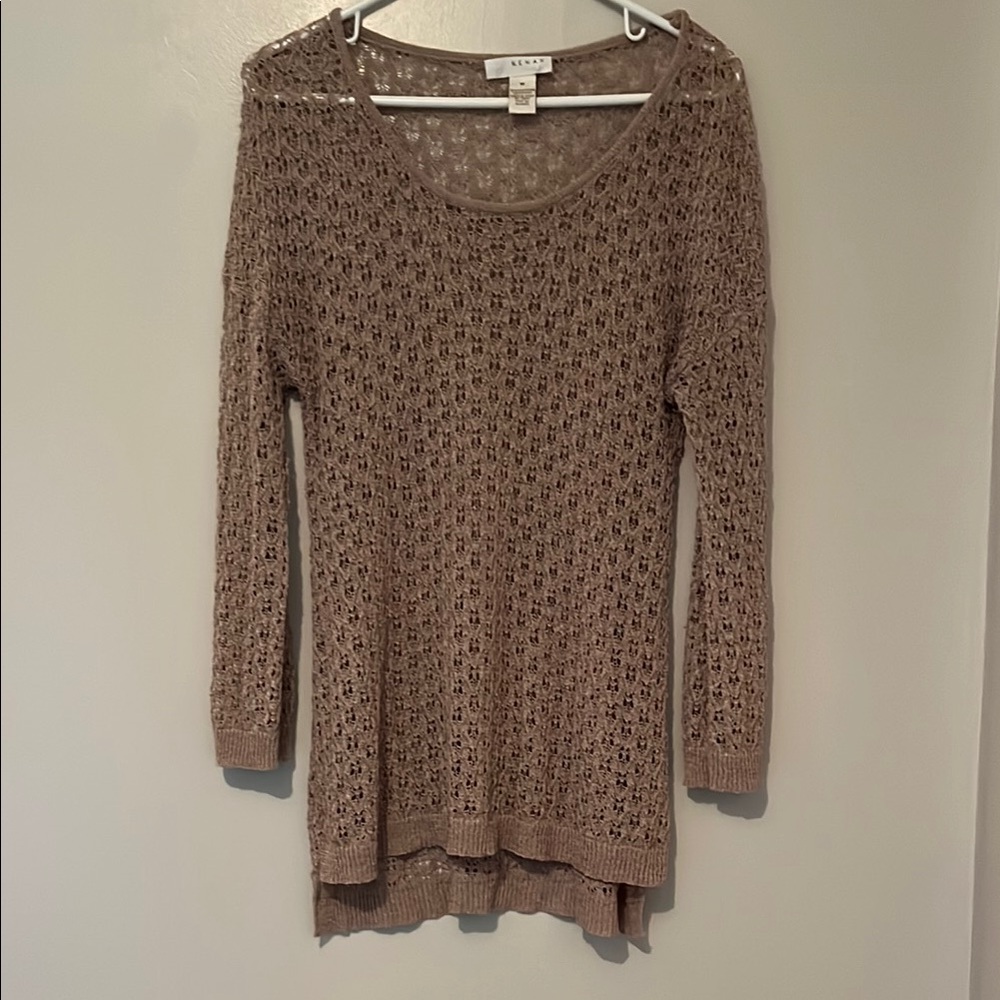 Kenar Tan Textured Sweater M Cute Festival or Beach Sweater!